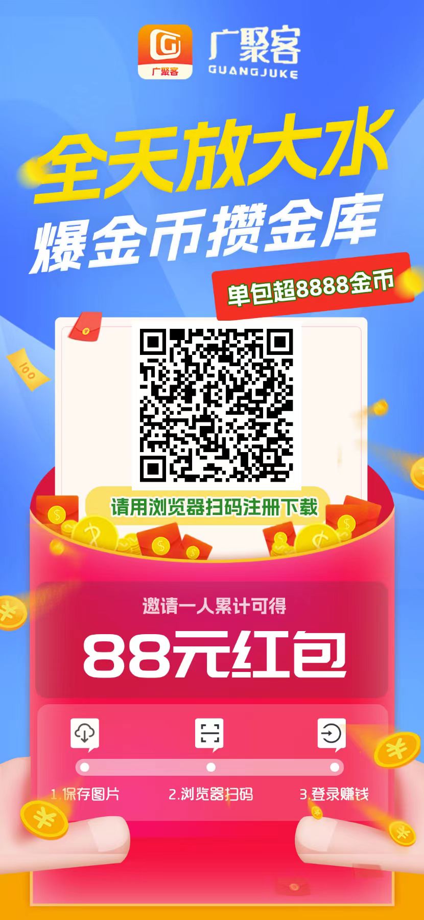 首码广聚客0撸赚米有多个保底板块，还可以免费发布项目流量大