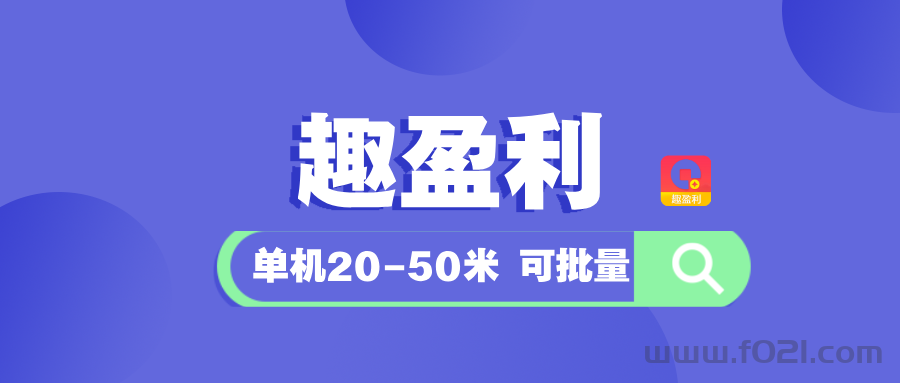 【趣盈利】单机收益稳定，每天有保底，可批量操作！